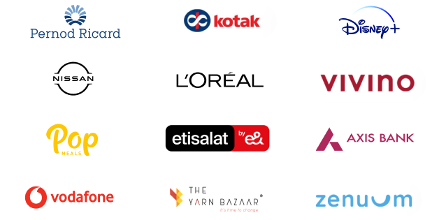 Brands our developers have built for, including Pernod Ricard, Kotak, Disney+, Nissan, L&rsquo;Or&eacute;al, Vivino, Pop Meals, etisalat, Axis Bank, Vodafone, The Yarn Bazaar and Zenuum.